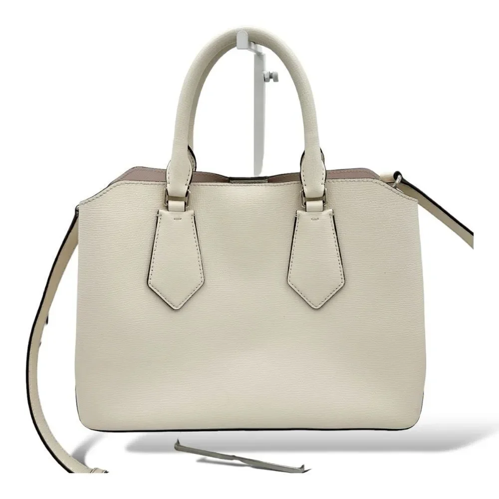 DKNY Sullivan Leather‎ Convertible Satchel Ivory/Gold Bag Purse Spring Summer